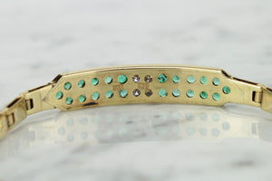 MODERN ESTATE EMERALD & DIAMOND BRACELET ON 14ct YELLOW GOLD