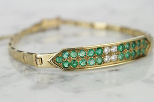 MODERN ESTATE EMERALD & DIAMOND BRACELET ON 14ct YELLOW GOLD