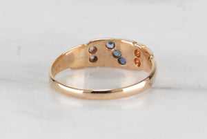 ANTIQUE EDWARDIAN c1901 SAPPHIRE & DIAMOND RING ON 18ct YELLOW GOLD