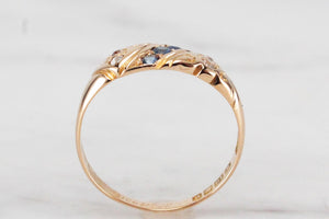 ANTIQUE EDWARDIAN c1901 SAPPHIRE & DIAMOND RING ON 18ct YELLOW GOLD