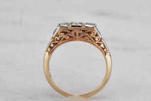 ANTIQUE EDWARDIAN c1910 DIAMOND & SAPPHIRE RING ON 18ct YELLOW GOLD & PALLADIUM