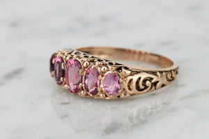 MODERN VICTORIAN STYLE PINK TOURMALINE RING ON 9ct ROSE GOLD