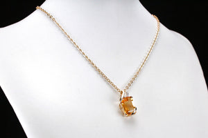 MODERN 7.8ct CITRINE & DIAMOND PENDANT ON 9ct YELLOW GOLD