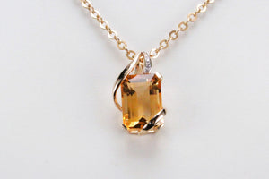 MODERN 7.8ct CITRINE & DIAMOND PENDANT ON 9ct YELLOW GOLD