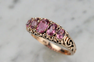 MODERN VICTORIAN STYLE PINK TOURMALINE RING ON 9ct ROSE GOLD