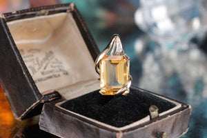 MODERN 7.8ct CITRINE & DIAMOND PENDANT ON 9ct YELLOW GOLD