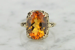 MODERN ANTIQUE STYLE 4.5ct MADEIRA CITRINE DRESS RING ON 9ct YELLOW GOLD