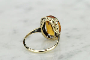 MODERN ANTIQUE STYLE 4.5ct MADEIRA CITRINE DRESS RING ON 9ct YELLOW GOLD