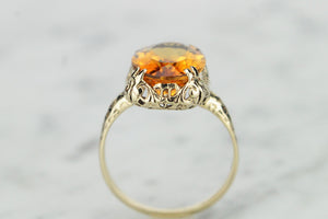 MODERN ANTIQUE STYLE 4.5ct MADEIRA CITRINE DRESS RING ON 9ct YELLOW GOLD