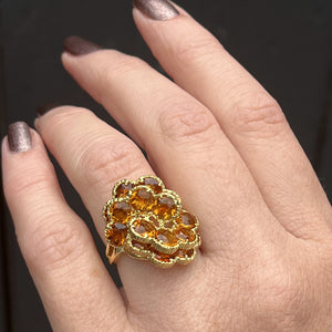 CONTEMPORARY CITRINE DRESS RING ON 18ct YELLOW GOLD