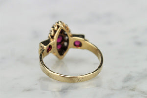 ANTIQUE EDWARDIAN c1890 RUBY & DIAMOND RING ON 18ct YELLOW GOLD