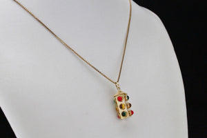 ANTIQUE ART DECO c1920 PASTE STONES TRAFFIC LIGHT PENDANT ON 18ct YELLOW GOLD