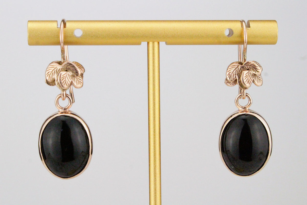 Antique Onyx Earrings with Rose Cut Diamonds | Antiquette