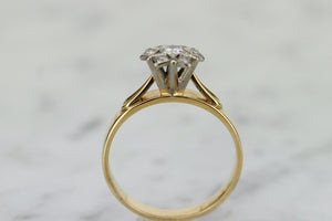 VINTAGE C1940 DIAMOND CLUSTER RING ON 18ct YELLOW GOLD