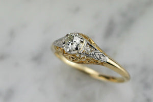 ANTIQUE EDWARDIAN C1910 DIAMOND RING ON 18ct YELLOW GOLD & PLATINUM