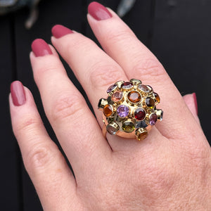 VINTAGE c1950 ‘SPUTNIK’ BOMBE RING ON 18ct YELLOW GOLD