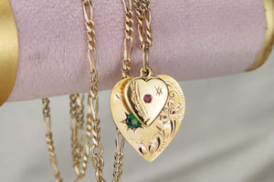 ANTIQUE DOUBLE HEARTS PENDANT ON 18 & 9ct YELLOW GOLD