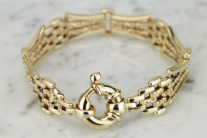 VINTAGE ESTATE ETCHED GATE LINK BRACELET ON 9ct YELLOW GOLD