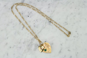 ANTIQUE DOUBLE HEARTS PENDANT ON 18 & 9ct YELLOW GOLD