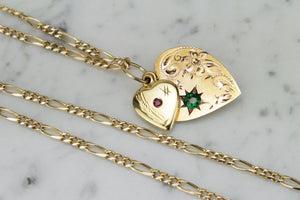 ANTIQUE DOUBLE HEARTS PENDANT ON 18 & 9ct YELLOW GOLD