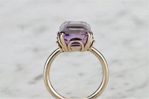 MID CENTURY c1960 4.5ct AMETHYST COCKTAIL RING ON 9ct ROSE GOLD