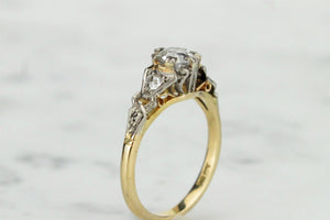 ART DECO c1930 .55ct DIAMOND RING ON 18ct YELLOW & WHITE GOLD