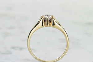 ANTIQUE EDWARDIAN c1910 DIAMOND SOLITAIRE RING ON 14ct YELLOW GOLD