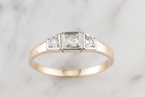 ANTIQUE LATE VICTORIAN DIAMOND TRILOGY RING ON 15ct YELLOW GOLD