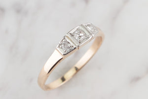 ANTIQUE LATE VICTORIAN DIAMOND TRILOGY RING ON 15ct YELLOW GOLD