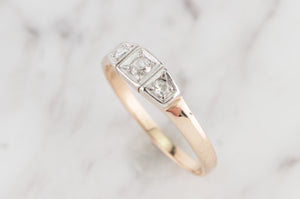 ANTIQUE LATE VICTORIAN DIAMOND TRILOGY RING ON 15ct YELLOW GOLD