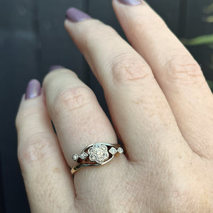 ART DECO c1920’s DAISY DIAMOND CLUSTER RING ON 18ct YELLOW GOLD & PLATINUM