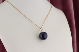 RETRO ESTATE LAPIZ LAZULI BALL PENDANT WITH 9ct GOLD CHAIN