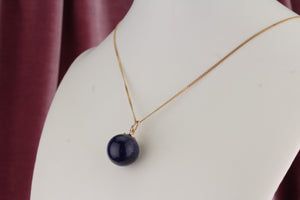 RETRO ESTATE LAPIZ LAZULI BALL PENDANT WITH 9ct GOLD CHAIN