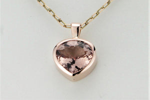 HANDCRAFTED CUSTOM 3.3ct MORGANITE PENDANT ON 9ct ROSE GOLD