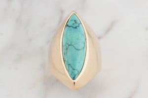 MID CENTURY c1960 TURQUOISE RING ON 14ct YELLOW GOLD