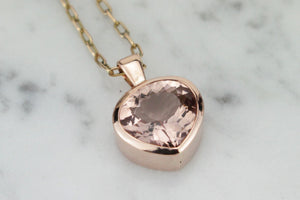 HANDCRAFTED CUSTOM 3.3ct MORGANITE PENDANT ON 9ct ROSE GOLD