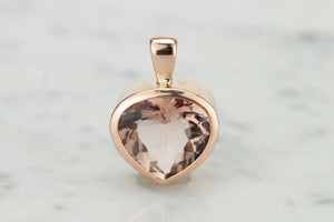 HANDCRAFTED CUSTOM 3.3ct MORGANITE PENDANT ON 9ct ROSE GOLD