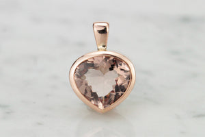 HANDCRAFTED CUSTOM 3.3ct MORGANITE PENDANT ON 9ct ROSE GOLD