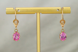 VINTAGE ESTATE 3ct PINK SAPPHIRE EARRINGS ON 18ct YELLOW GOLD