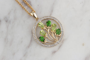 MODERN TOURMALINE & DIAMOND PENDANT ON 9ct YELLOW GOLD