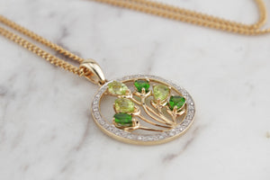 MODERN TOURMALINE & DIAMOND PENDANT ON 9ct YELLOW GOLD