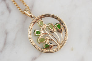 MODERN TOURMALINE & DIAMOND PENDANT ON 9ct YELLOW GOLD