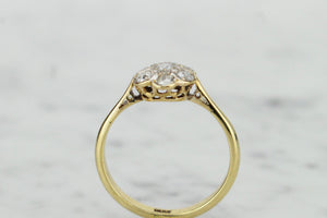 ANTIQUE EDWARDIAN/ART DECO C1910-20 DAISY DIAMOND CLUSTER RING ON 18ct YELLOW & WHITE GOLD