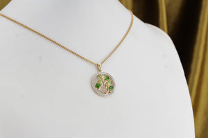 MODERN TOURMALINE & DIAMOND PENDANT ON 9ct YELLOW GOLD