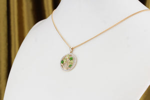 MODERN TOURMALINE & DIAMOND PENDANT ON 9ct YELLOW GOLD