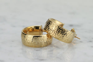 RETRO ITALIAN 9ct GOLD ETCHED HOOPS