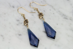 BESPOKE HANDCRAFTED IOLITE EARRINGS ON 9ct YELLOW GOLD