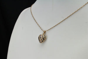 VINTAGE ESTATE SAPPHIRE & RUBY DOUBLE SIDED HEART PENDANT ON 9ct YELLOW GOLD