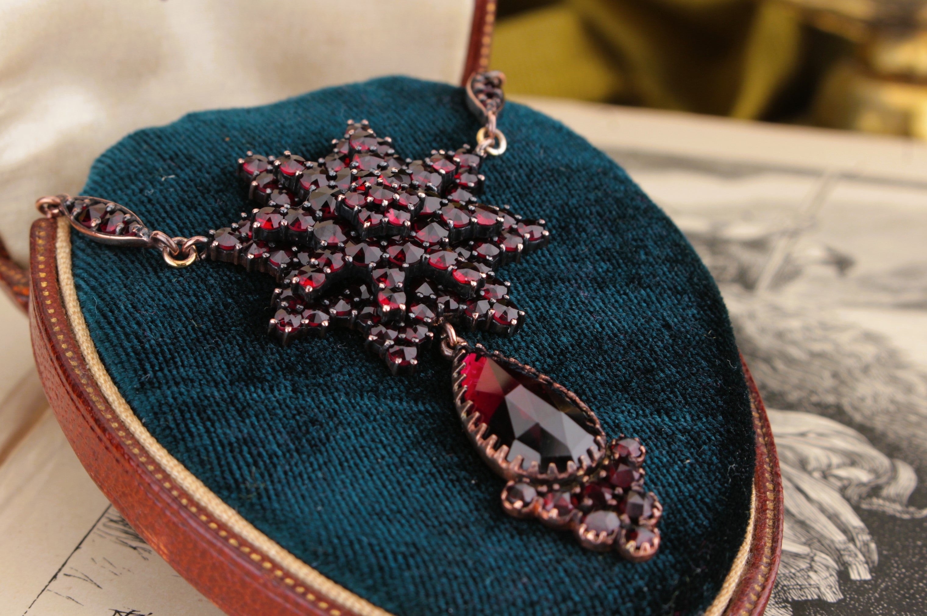 Antique Bohemian Garnet Fringe Necklace
