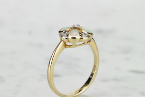 MODERN GEORGIAN STYLE OPAL & DIAMOND RING ON 9ct YELLOW GOLD